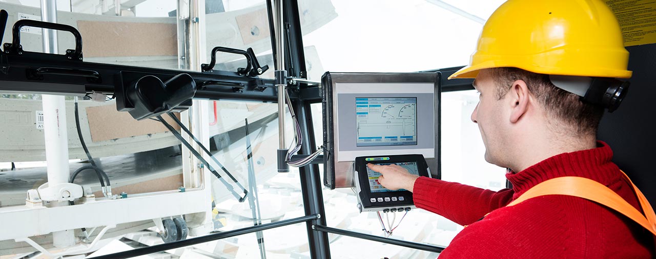 Worker operating a Computer