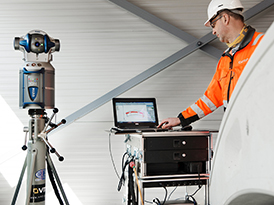 Worker operating a Computer