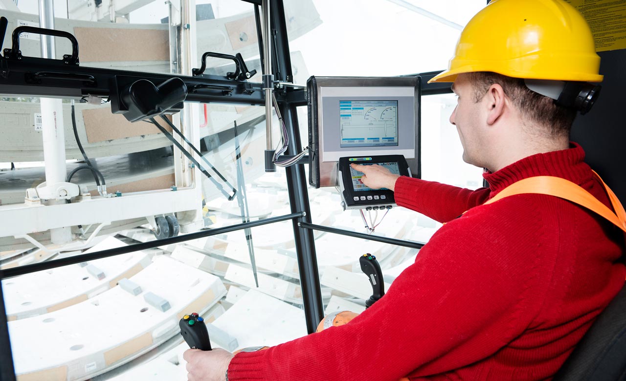 Worker operating a Computer