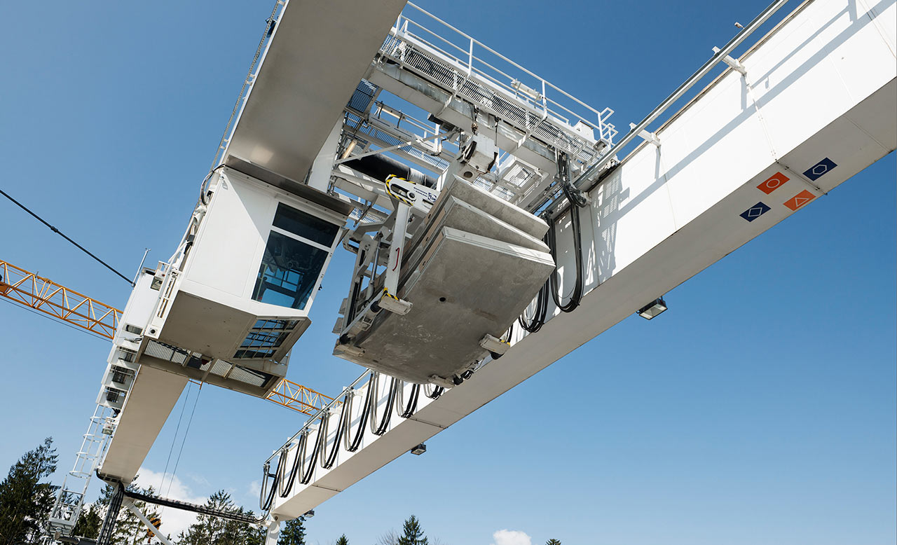 crane carrying concrete elements