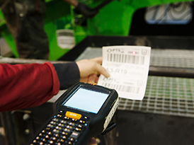 Scanner scanning a label